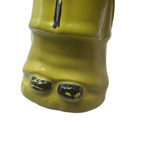 Vintage Asian-Inspired Yellow Ceramic Figurines Male & Female Pair Hand-Painted - Picture 4 of 8